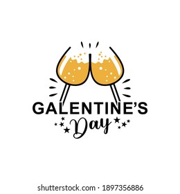 Galentine's day vector illustration. Funny greeting for Valentine's Day. Good for T shirt print, greeting card, poster, and gift design.