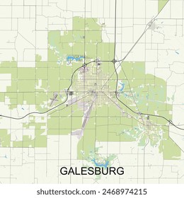 Galesburg, Illinois, United States map poster art