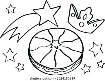 Galette des rois, French epiphany king cake coloring page for kids