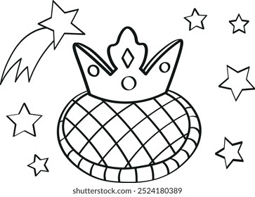 Galette des rois, French epiphany king cake coloring page for kids