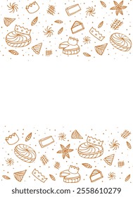 Galette des rois , French epiphany cake set headline Vector frame background.	
