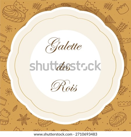 Galette des rois - French epiphany king cake social media template, background, vector design.