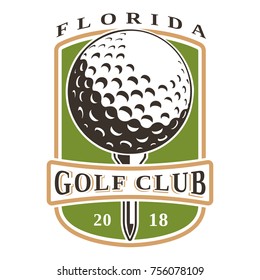 Galf ball vector logo on white background. All elements, text are the separate layer.