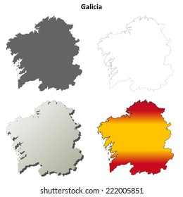 Galicia blank detailed outline map set - vector version