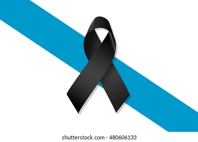 Galicia flag with black ribbon vector