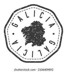 Galicia, Spanien Karte Stamp Retro Postmark. Silhouette Postkarte. Siegel mit runden Vektorgrafiken. Badge Vintage Postage Design.