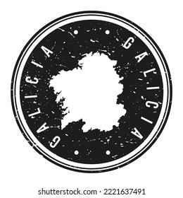 Galicia, Spain Stamp Travel Passport. Design Retro Symbol Country. Old Vintage Postmark.