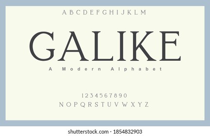 Galike font. Elegant alphabet letters font and number. Classic Copper Lettering Minimal Fashion Designs. Typography fonts regular uppercase and lowercase. vector illustration