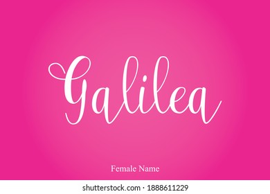 Galilea-Female Name Calligraphy White Color Text On Pink Gradient Background 