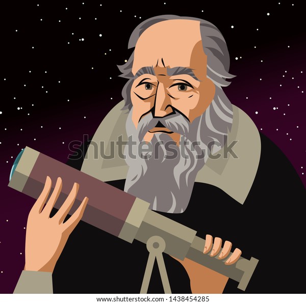 Galileo Galilei Great Scientific Astronomer Stock Vector Royalty Free