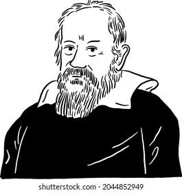 Galileo Galilei físico astrónomo italiano e ingeniero Dibujo de línea Retrato Ilustración