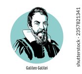 Galileo Galilei - Italian physicist, mechanic, astronomer, philosopher, mathematician. Hand drawn vector illustration.