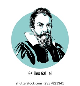 Galileo Galilei - Italienischer Physiker, Mechaniker, Astronom, Philosoph, Mathematiker. Handgezeichnete Vektorgrafik.