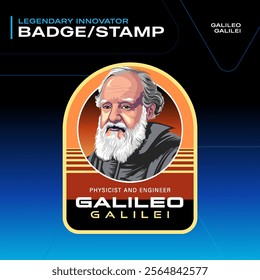 Galileo Galilei Legendary Innovator Badges and Stamps–Vector Illustration Design