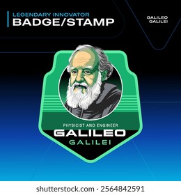 Galileo Galilei Legendary Innovator Badges and Stamps–Vector Illustration Design