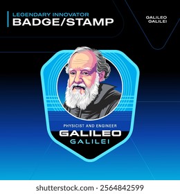 Galileo Galilei Legendary Innovator Badges and Stamps–Vector Illustration Design