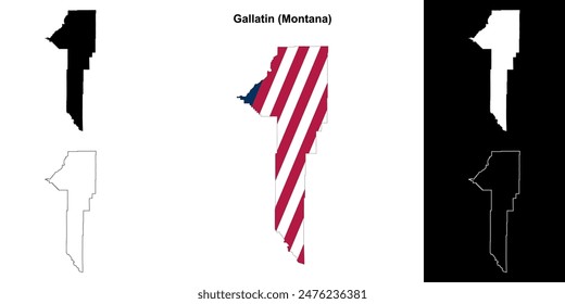 Gallatin County (Montana) outline map set