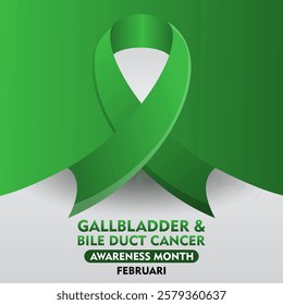 Gallbladder and Bile Duct Cancer Awareness Month background template. Vacation concept. Realistic Kelly Green Ribbon. Background, banner, placard, card and poster design template