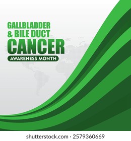 Gallbladder and Bile Duct Cancer Awareness Month background template. Vacation concept. Realistic Kelly Green Ribbon. Background, banner, placard, card and poster design template