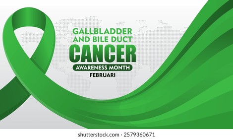 Gallbladder and Bile Duct Cancer Awareness Month background template. Vacation concept. Realistic Kelly Green Ribbon. Background, banner, placard, card and poster design template