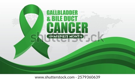 Gallbladder and Bile Duct Cancer Awareness Month background template. Vacation concept. Realistic Kelly Green Ribbon. Background, banner, placard, card and poster design template