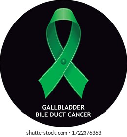 Gallbladder Bile Duct Green Ribbon on Black Circle, Vector