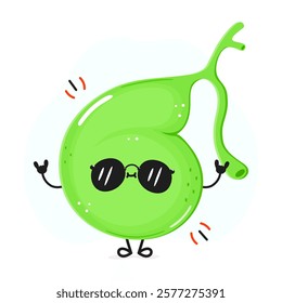 Gallbladder character. Hello summer card. Vector hand drawn cartoon kawaii character illustration icon. Isolated on white background Gallbladder character concept