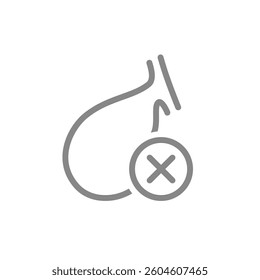 Gallbladder with crosscheck mark line icon. Diseased internal organ symbol. Vector illustration