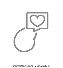 Gallbladder with heart in speech bubble line icon. Charity and donation symbol. Vector illustration