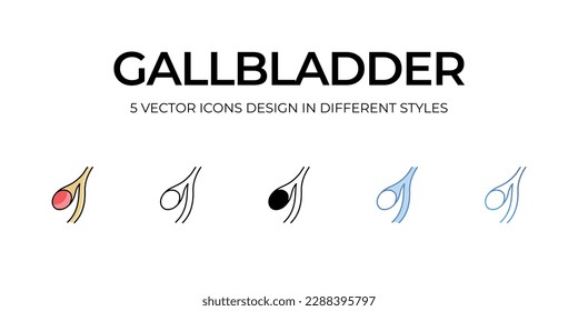 Gallbladder Icon Design in Five style with Editable Stroke. Line, Solid, Flat Line, Duo Tone Color, and Color Gradient Line. Suitable for Web Page, Mobile App, UI, UX and GUI design.