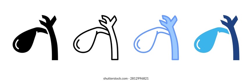 Gallbladder icon set multiple style collection
