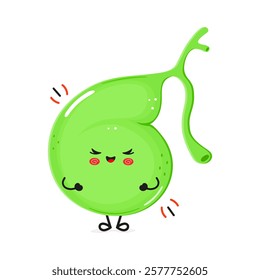 Gallbladder laughs character. Vector hand drawn cartoon kawaii character illustration icon. Isolated on white background. Gallbladder character concept