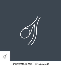 Symbol für die Vektorgrafik der Gallenblase. Einzeln auf schwarzem Hintergrund. Bearbeitbarer Stroke.