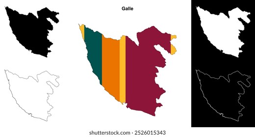 Galle district outline map set