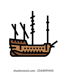 galleon ancient ship color icon vector. galleon ancient ship sign. isolated symbol illustration