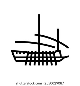 galleon ancient ship line icon vector. galleon ancient ship sign. isolated contour symbol black illustration