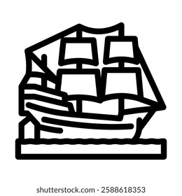 galleon ancient ship line icon vector. galleon ancient ship sign. isolated contour symbol black illustration