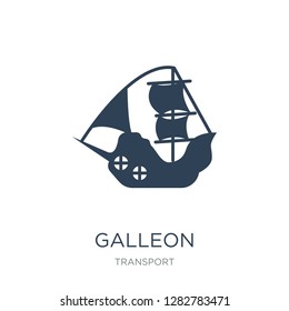 Galleon Icon Vector On White Background, Galleon Trendy Filled Icons From Transport Collection, Galleon Vector Illustration