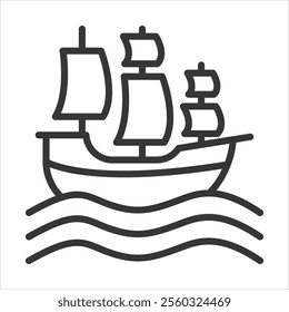 Galleon Outline Icon Vector Illustration