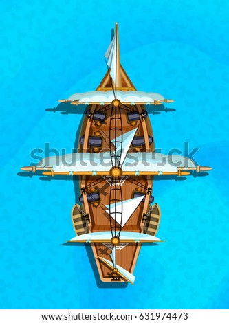 Galleon. Vector design for app game user interface