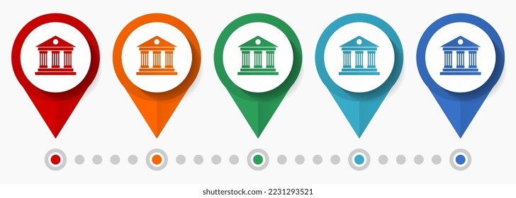 Gallery, art, museum concept vector icon set, flat design telephone pointers, infographic template
