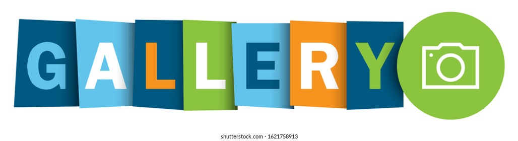 GALLERY colorful vector typographic web button with camera symbol