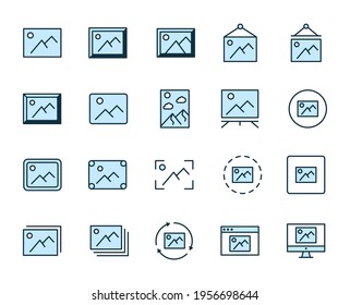 Gallery design icons set. Thin line vector icons for mobile concepts and web apps. Premium quality icons in trendy flat style. Collection of high-quality color outline logo