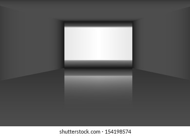 Gallery with empty frames on wall