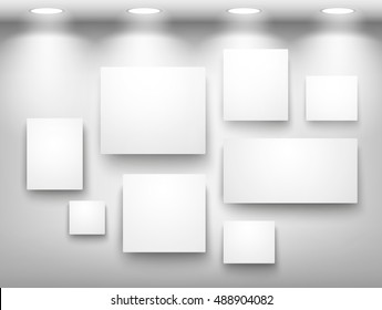 Gallery Of Empty Frames On The Wall With Lighting