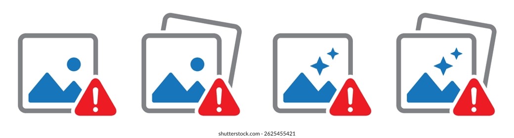 Gallery error icon. Photos error icon, vector illustration
