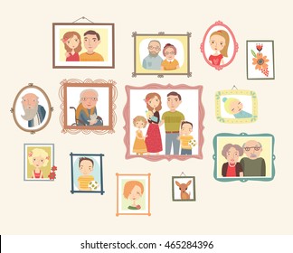 Gallery Of Family Portraits. Photos On The Wall