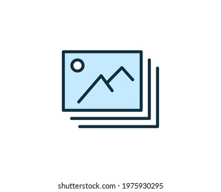 Gallery flat icon. Thin line signs for design logo, visit card, etc. Single high-quality outline symbol for web design or mobile app. Siign outline pictogram.