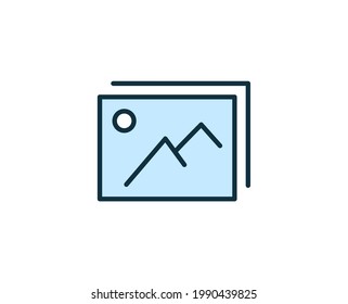 Gallery flat icon. Thin line signs for design logo, visit card, etc. Single high-quality outline symbol for web design or mobile app. Siign outline pictogram.