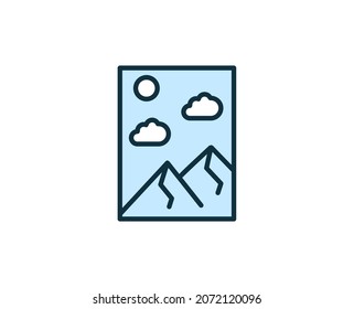 Gallery flat icon. Thin line signs for design logo, visit card, etc. Single high-quality outline symbol for web design or mobile app. Siign outline pictogram.